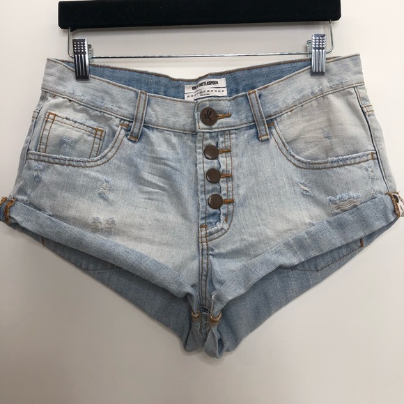 One Teaspoon Light Blue Jean Shorts - Picture 1 of 8